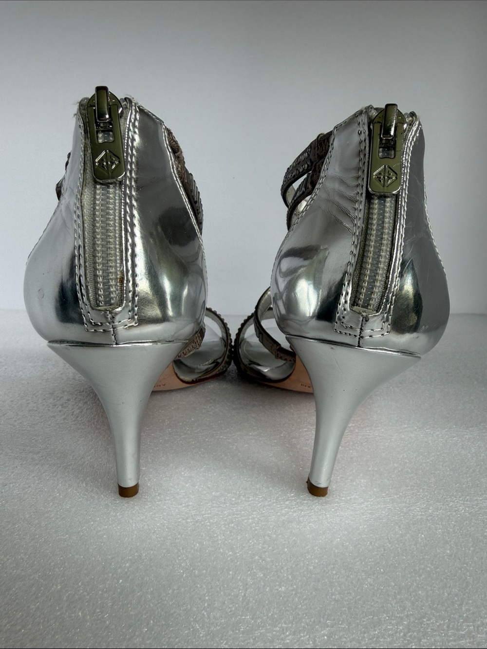ANTONIO MELANI Tess Silver Rhinestone Strappy Heels Sandals Size 9M - Picture 4 of 15